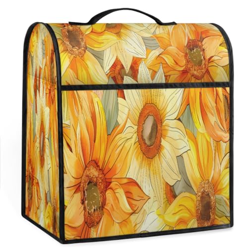 Coffee Maker Cover Sunflower Floral Kitchen Appliance Covers Small Appliance Covers Blender Cover Juicer Cover Dust Covers for Kitchen Appliances with Top Handle and Pockets,Washable,B896