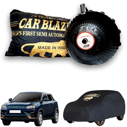 Image of CARBLAZER Portable & Semi-Automatic Full Body Car Covers: Heavy Duty Device| Anti-Theft| Dust & Scratch Proof | Water & Wind Resistant|Custom Fit| Dual-Side Cover, Compatible for Mahindra XUV 400