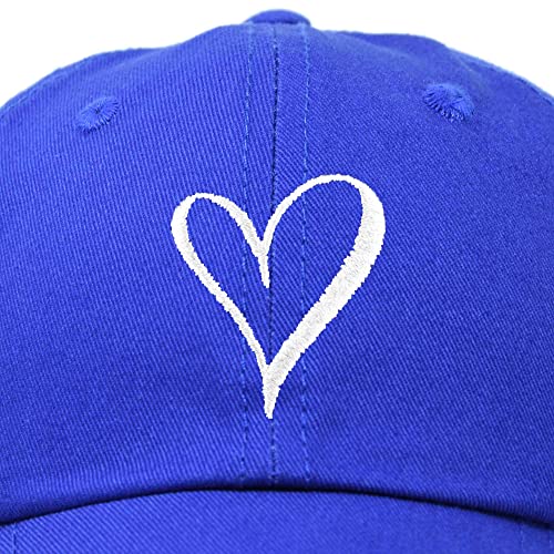 Dalix Hand Drawn Heart Hat Womens Embroidered Baseball Cap Royal Blue #TOP1
