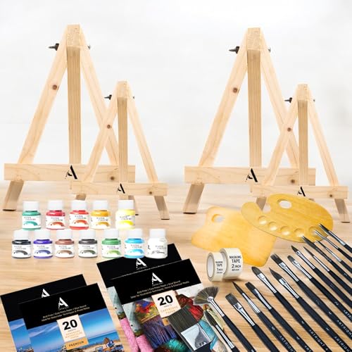 Image of ArtRight 156 Pcs Complete Art Set - Premium Artist Paint Brush Set, Watercolor & Mixed-Media Sheets, 25ml Color Set, Easels, Palettes & Masking Tapes - Ideal for Beginners, Students & Professionals