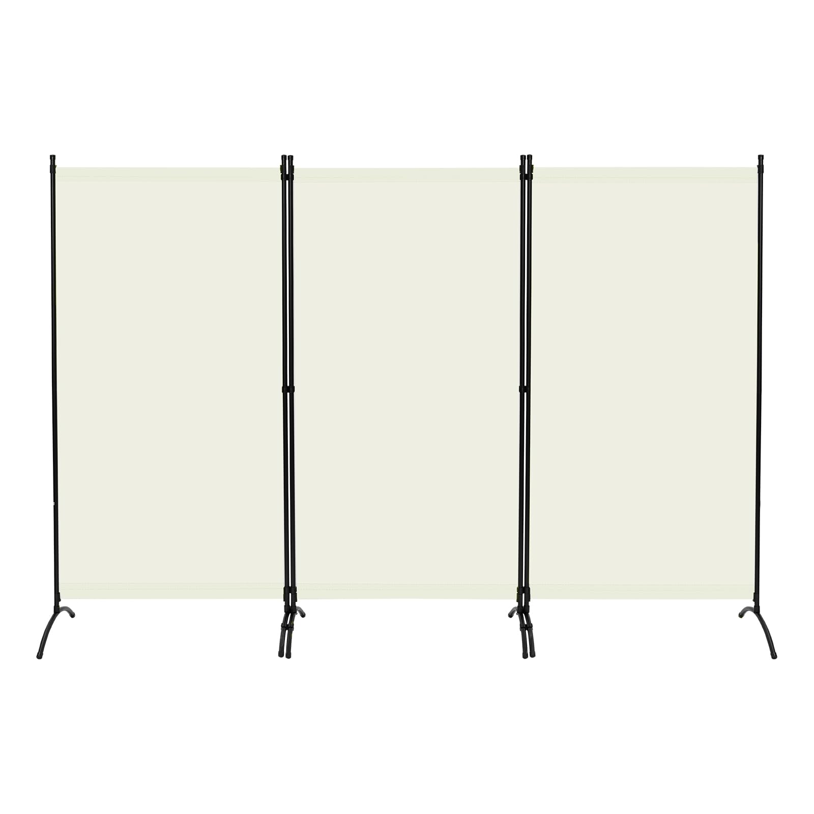 WOLTU Paravento, divisorio per Ambienti, Schermo per la Privacy, autoportante, Schermo in 3 Parti con Telaio in Metallo e Staffa per Ufficio, Balcone, Camera da Letto, Giardino, 255x182 cm, Crema