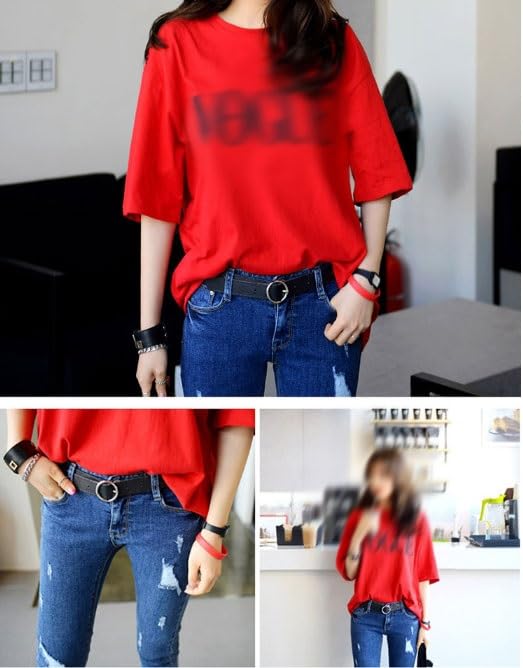 Round Buckle Belt Women's Genuine Leather Decorative Jeans Belt3