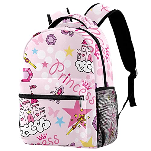 Sac à dos rose princesse avec porte-bouteille pour enfants