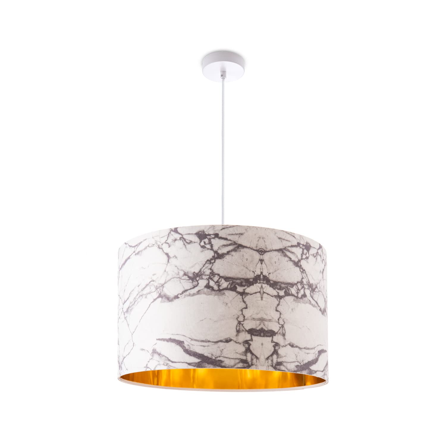 Paco Home Deckenlampe Wohnzimmer Pendelleuchte Esstisch Schlafzimmerlampe Lampenschirm Stoff Modern Abstrakt E27 Lampe, Farbe:Design 1 (Ø45,5 cm), Leuchtenart/Farbe:Pendelleuchte - Weiß