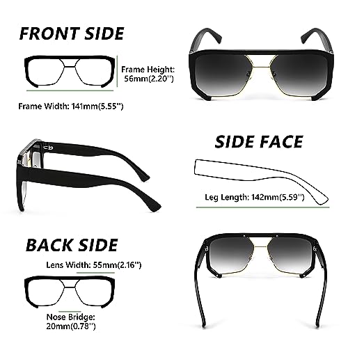 FEISEDY Men Women Sunglasses Aviator, Square 70s Frame, Vintage Retro Trendy UV400 Sun Glasses B23984