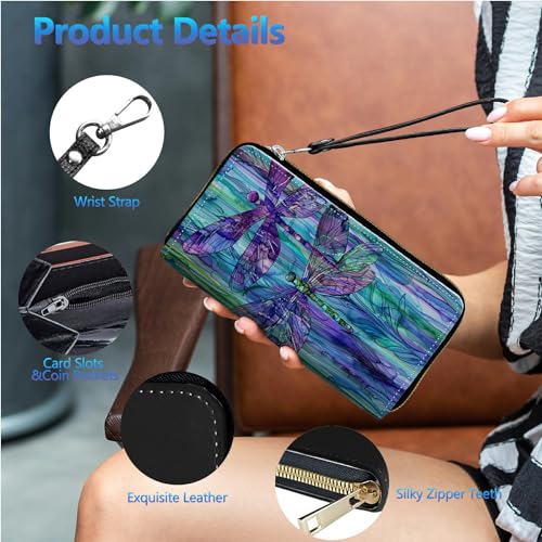 Image of Womens Wallet PU Leather Wristlet Wallets for Women, Large Capacity Lady Fashion Wallet Card Holder Zipper Wallet