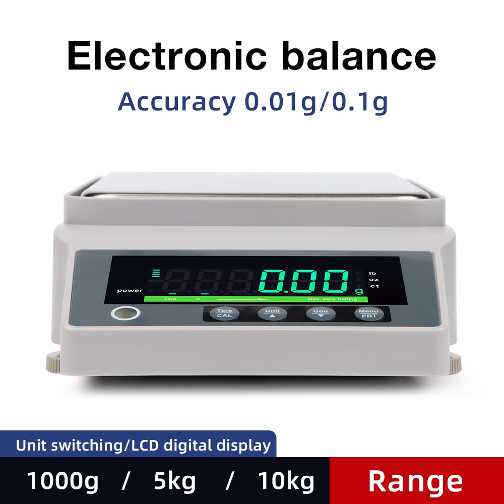 Balanza electrónica profesional con pantalla LCD, balanza analítica de 1 kg 0,01 g/10, g/5, g(1KG 0.01G)