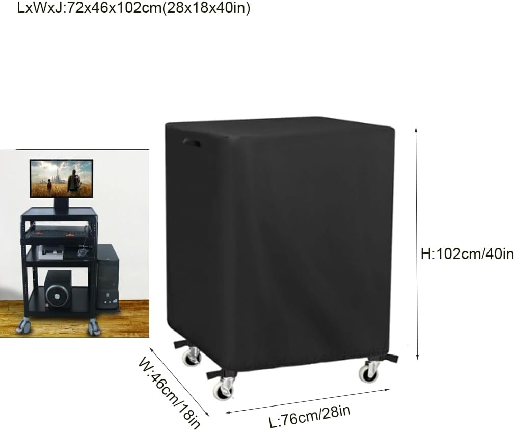 Dustproof Computer Display Stand Cover Mobile Cart Dust Covers for Indoor or Outdoor Computer Shelf (black)