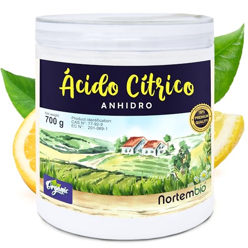Nortembio Ácido Cítrico 700 g 100% Puro Anhidro en Polvo Descalcificador y Desincrustante Natural Antical para Limpieza de Baño, Cocina, Cafeteras y Hogar + Ebook Gratis