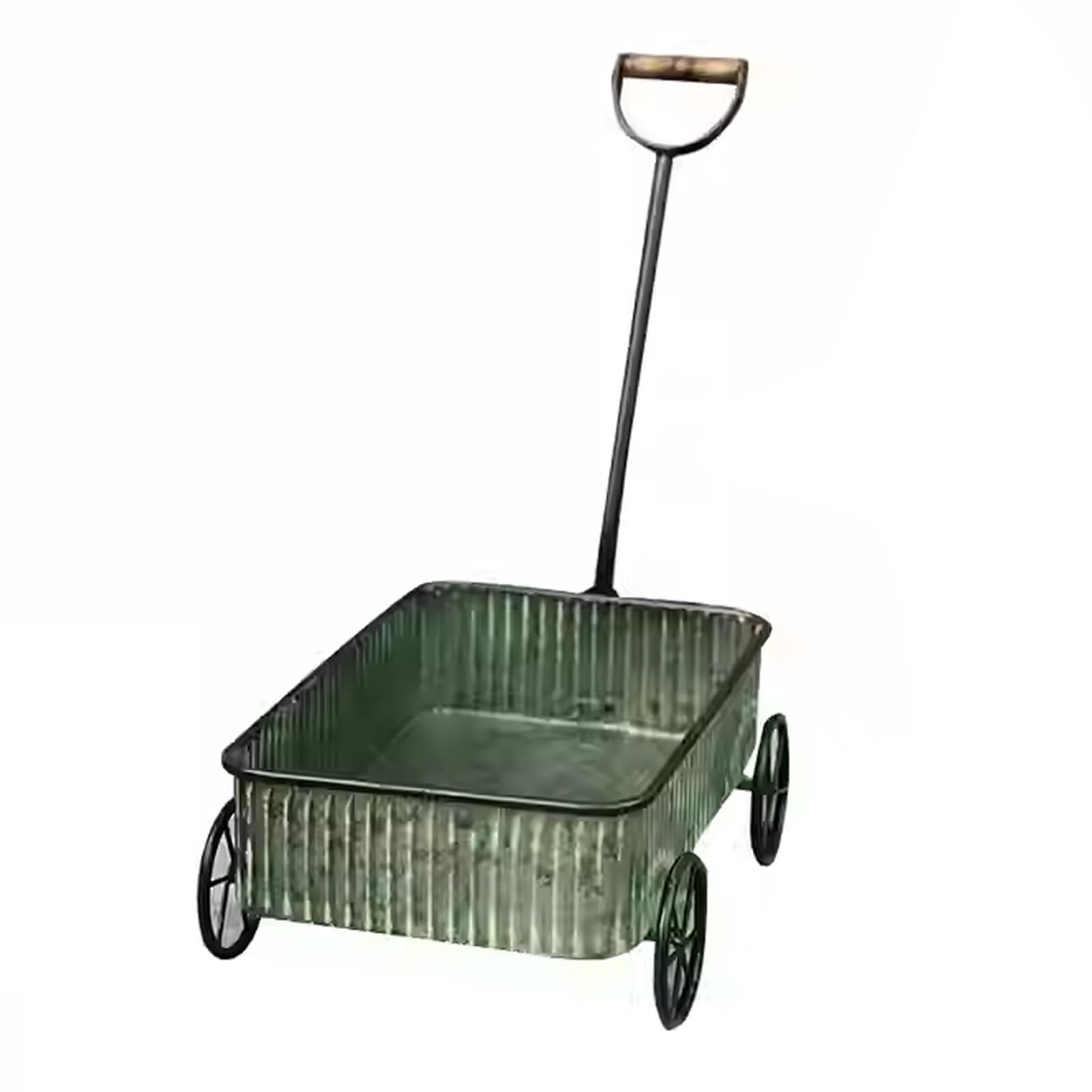 Taczka Ogrodowa, Wózek Z 4 Kołami, Metalowa Taczka, Design Retro, Nośność 15 Kg, Wózek Transportowy, Do Trawnika, Podwórza, Gospodarstwa Rolnego, Ogrodnictwa, Sadzenia