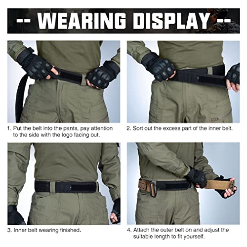 Image of IDOGEAR 2 Inch Belt MOLLE for Men with 1.75 inch Inner Belt Nylon Duty Quick Release Metal Buckle Belts Hook-and-Loop Laser-cut