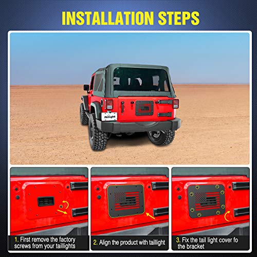 Image of Nilight Spare Tire Carrier Delete Filler Plate Tailgate Vent-Plate Cover Exterior Accessories for 2007-2017 Wrangler JK & Unlimited