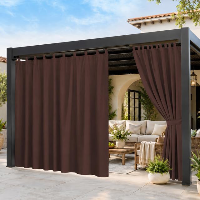 100″x 96″ Extra Wide Outdoor Curtain Waterproof, Blackout Drapes for Gazebo