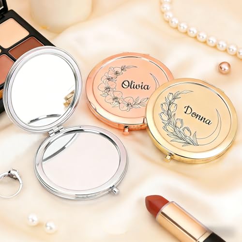 Personalized Engraved Mini Makeup Mirror - 50% Off with Code