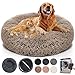 Panier pour Chien Dehoussable, Coussin Chien Anti Stress Orthopedique, Lit Moelleux Apaisant Chat Lavable, Coussin Donut pour Chats et Chiens,Grand Et Très Grand Corbeille Grand Chien, Ø90cm,Marron