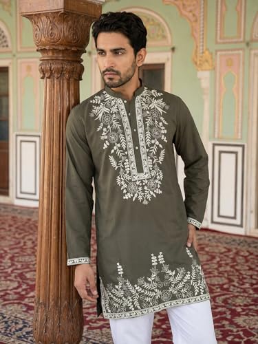 Image of Jompers Men Japanese Fabric Embroidered Kurta Set