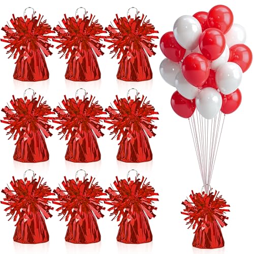 9 PCS Metallic Wrapped Balloons Weights Red Helium Balloon Weight Balloon Anchors for Graduation Birthday Wedding Indoor Outdoor Celebrations