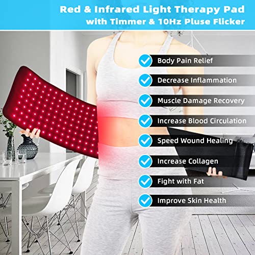 Red Light Therapy Infrared Light Therapy Large Pad For Body Wearable Wrap With Timer 3-In-1 Chips 660Nm&850Nm Pain Relief, Decrease Inflammation, Wound Healing, Treat Recovery #TOP1