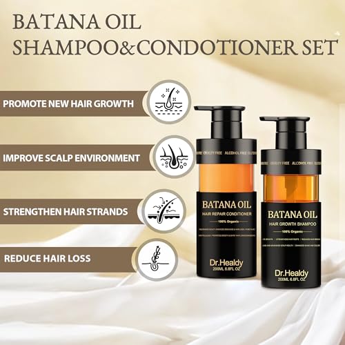 Image of Batana Oil Shampoo and Conditioner Set - for Hair Growth,Thickening & Hydration,Sulfate Free - Fights Hair Loss & Clarifies Scalp -Root Activator Shampoo for Men (6.8 Fl Ozx2)