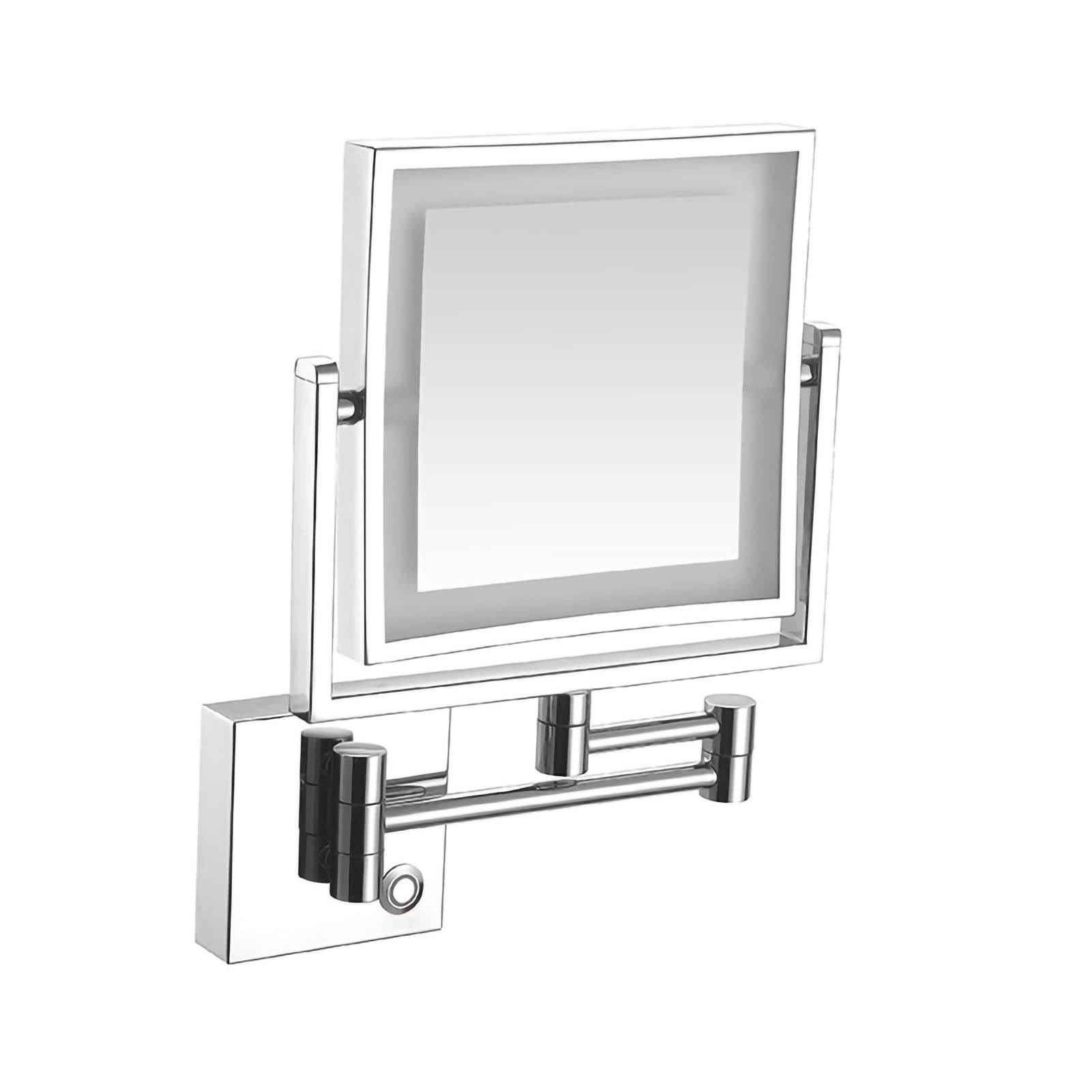 Espejo de maquillaje de pared de doble cara con aumento de 1x/3x, giratorio de 360° y brazo extensible, espejo de tocador con lámpara para mujer