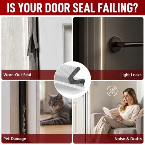 Image of 40FT Kerf V‑Shaped Weather Stripping Door Seal, Press‑in Seal for Pre‑Cut Slot Doors, Not Self‑Adhesive, Soundproof Draft Blocker for Exterior Front Doors, Fits Large Gaps, Easy DIY Install (White)
