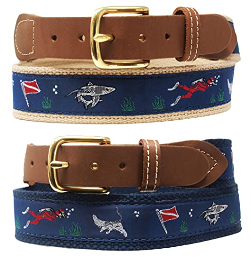 Scuba Diver Apparel, Nautical Scuba Diver Belt with Leather Tips