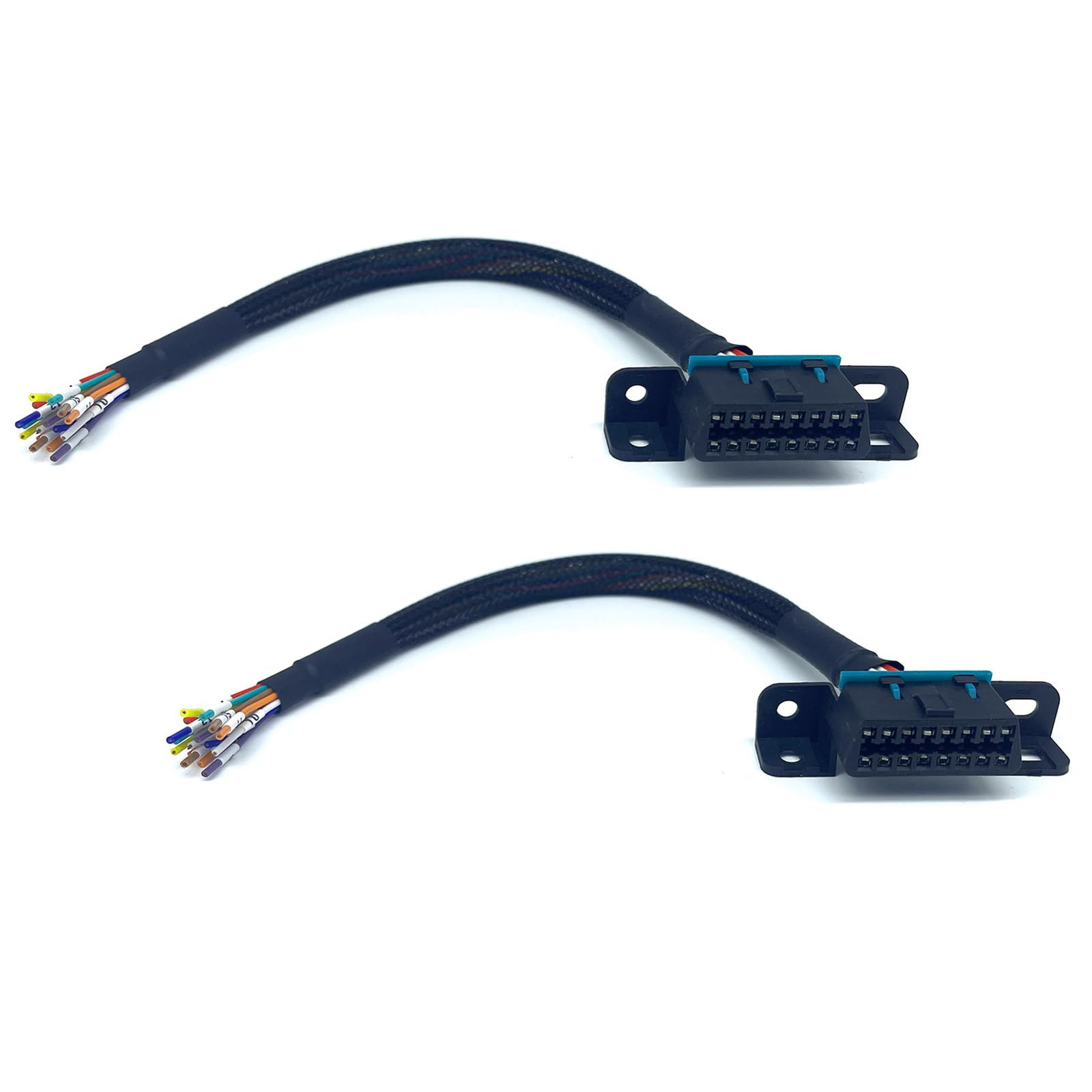 JUTA OBD2 J1962F 16PIN Female to Open Cable Braid Dash Port Pigtail Fixed Wire Harness with Underdash Mount Bracket Replacement Cable - [1ft/30cm - 2