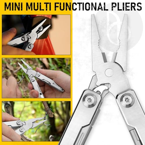 Image of BIBURY Mini Multitool Pliers BI2051A, Mini Pocket Pliers with Window Breaker, Seat Belt Cutter, Bottle Opener for Outdoor Survival, EDC Multi Tool with Pocket Clip, Gifts for Men Women