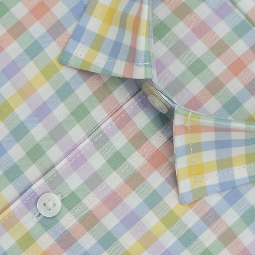 Image of GHPC 100% Cotton Checkered Half Sleeves Regular Fit Formal Shirt for Men