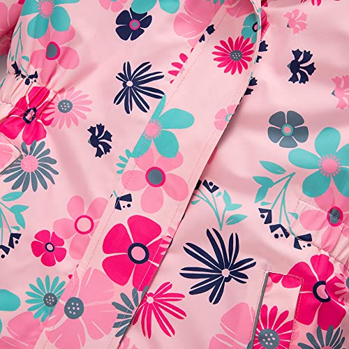 Image of Girls Rain Jacket Kids Hooded Raincoat Windbreaker with Fleece Lining