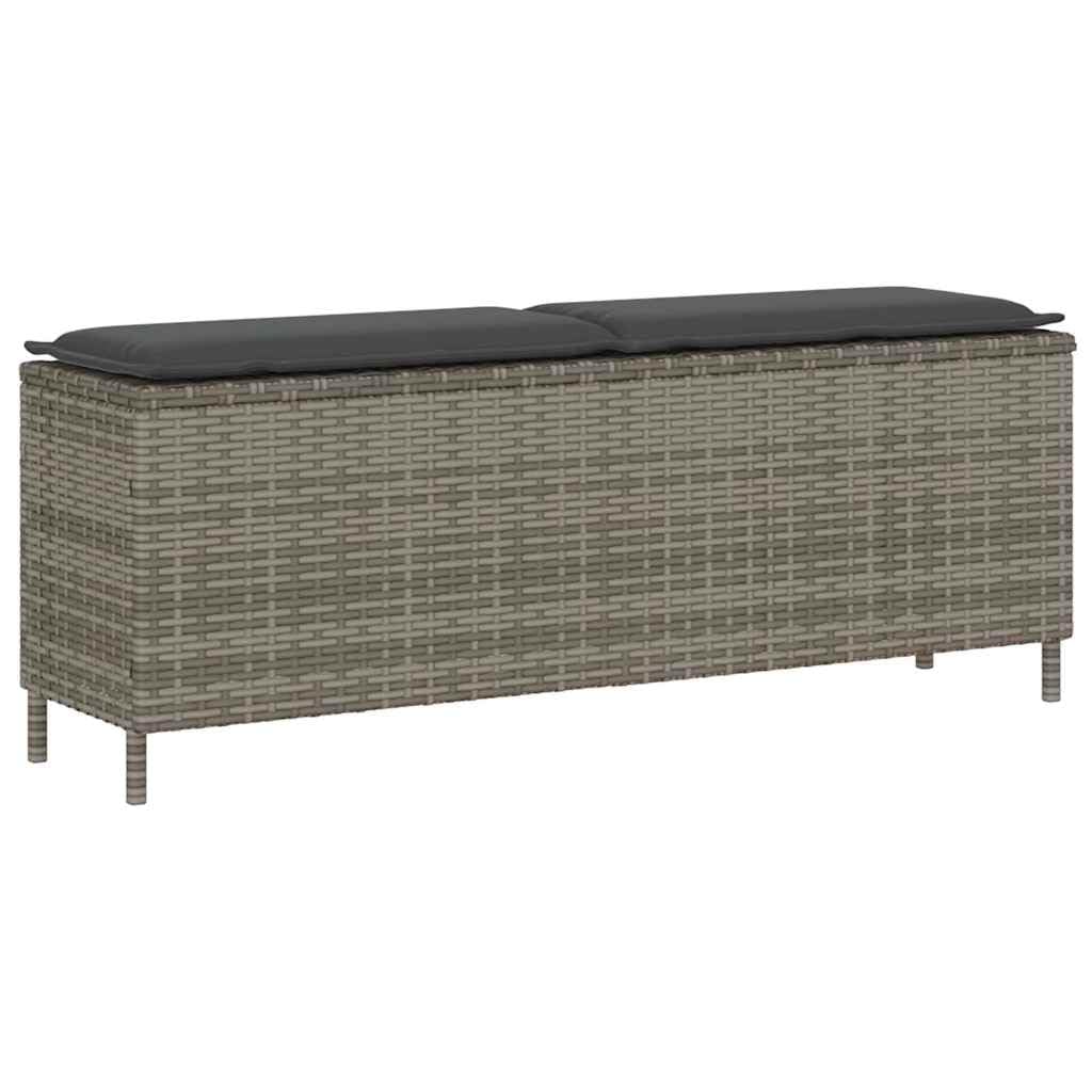 Banc de jardin avec coussin gris 110cm en rotin synthétique