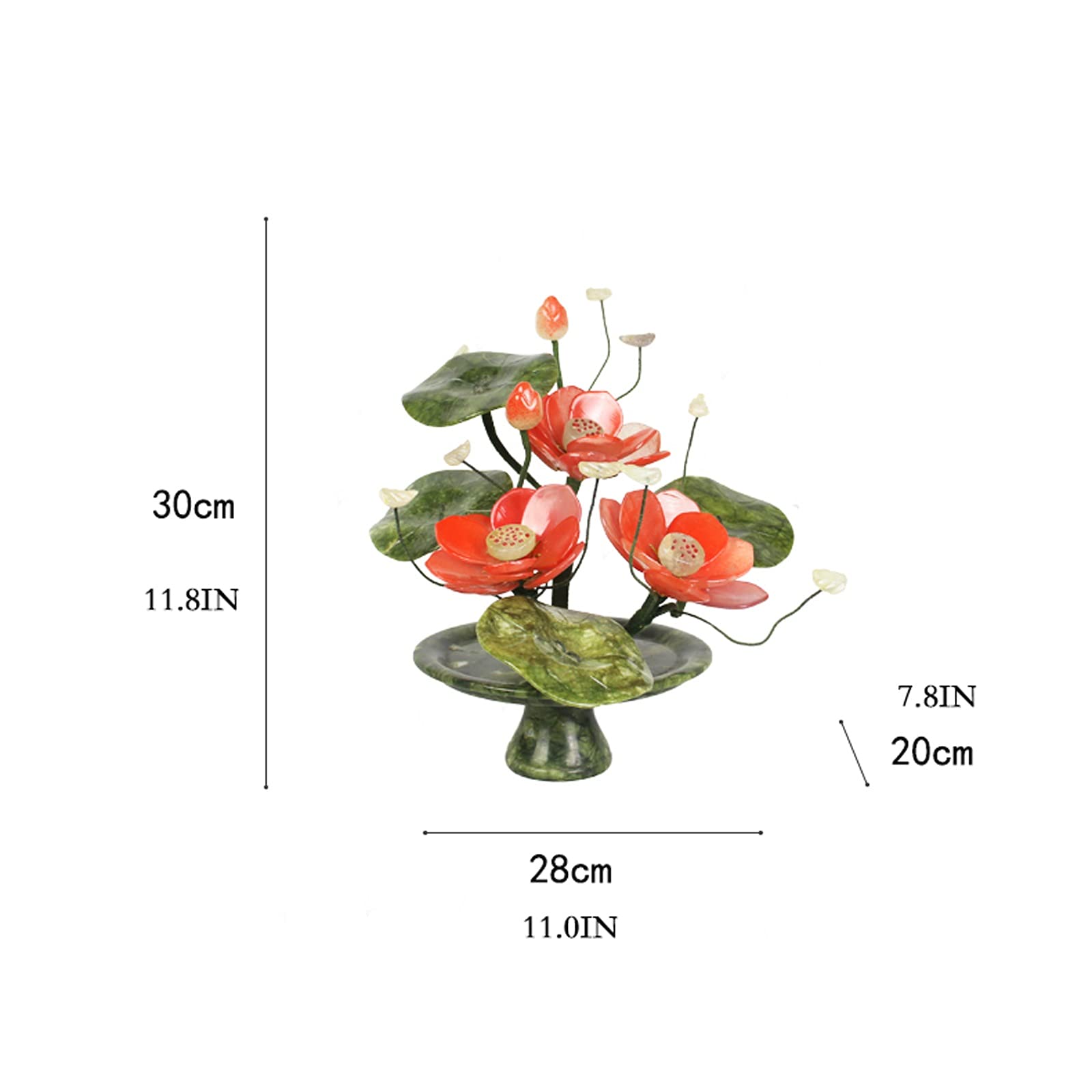 Bonsai artificiali Bonsai artificiali in stile cinese Giada Decorazione di loto bianco Simulazione Loto Piante da casa artificiali in vaso Display da ufficio Finta Pianta da Vaso