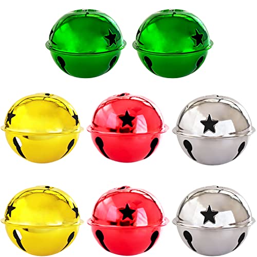 Llxieym 8 cascabeles de Navidad de 2.56 pulgadas, adornos para decoración navideña (rojo, verde, dorado y plateado)