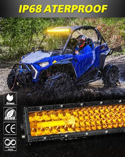 Image of 18 Inch Amber LED Light Bar 134W Quad Row Off Road Light for Truck | Spot Flood Combo Beam, Quad Row 134pcs High-intensity LED Chips
