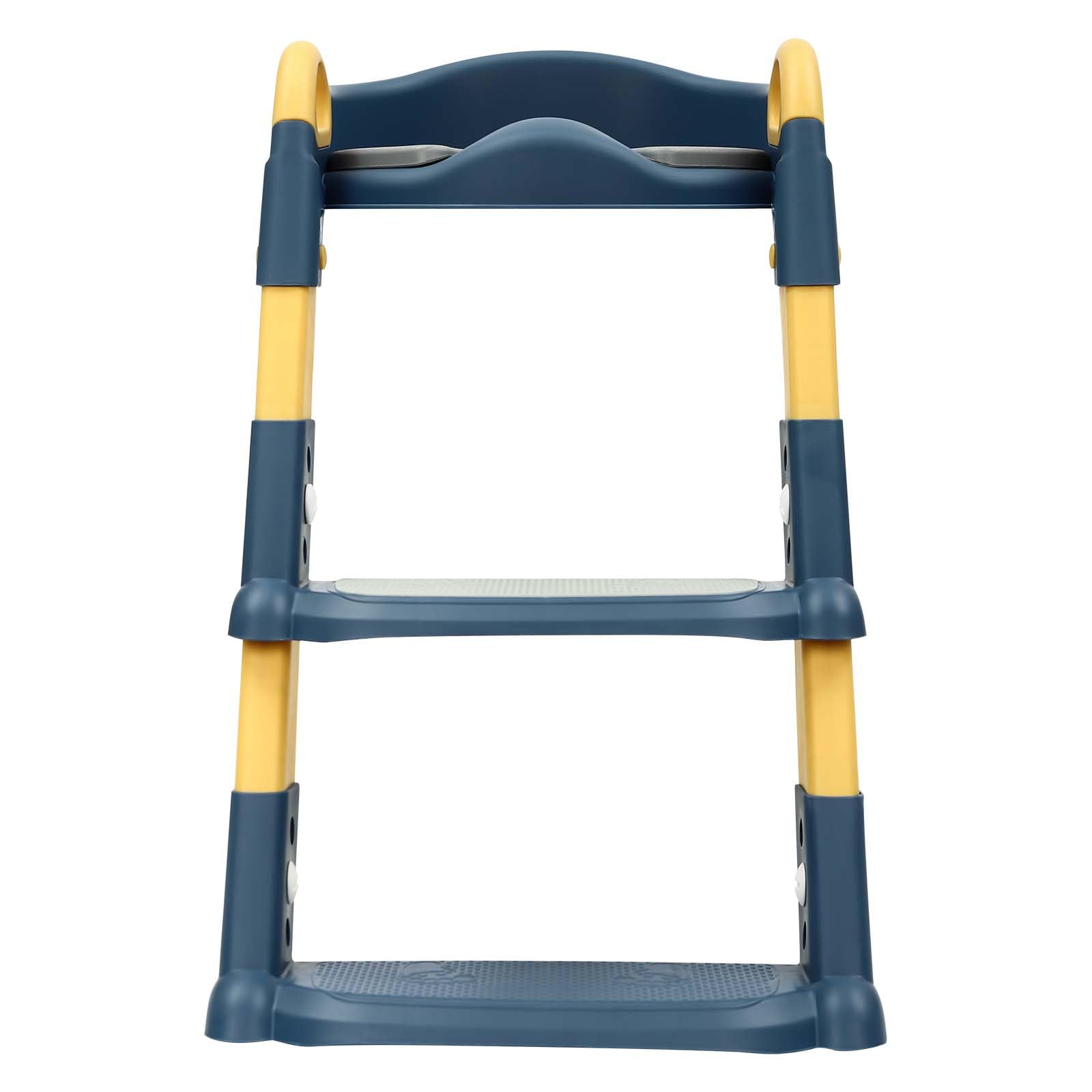 Sedile WC con scala per bambini, sedile WC a gradini per bambini, trainer per WC, scala per WC per bambini, altezza regolabile, blu