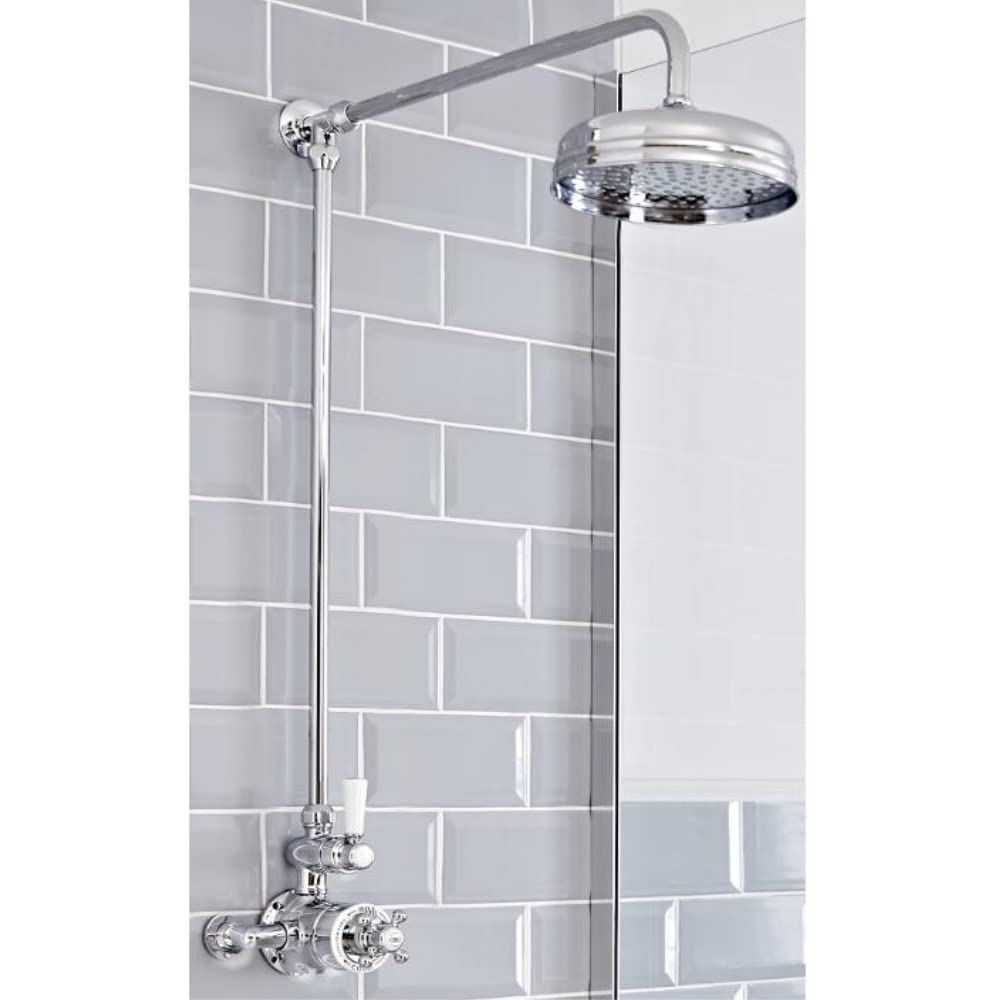 Milano Elizabeth Rigid Riser Thermostatic Mixer Valve Shower Head - Chrome