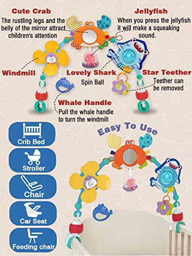 Image of Pau1Hami1ton Baby Stroller Arch Toys, Car Seat Toys,Bouncer Toy Bar /Mobile for Bassinet,Adjustable Baby Hanging Toys Fit for Crib Bed,Stroller,Car Seat.S-19(Crab)