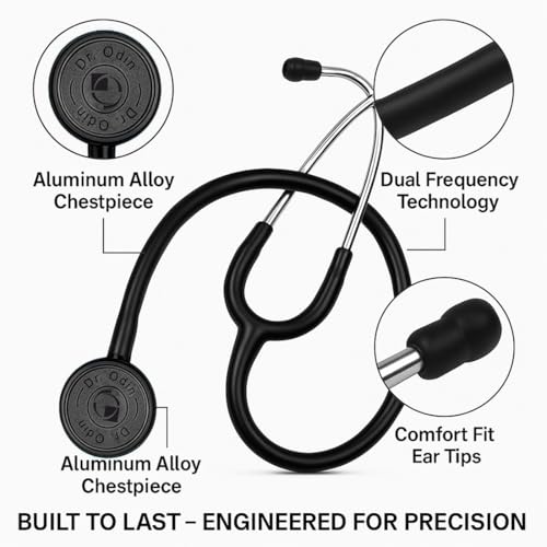 Image of Dr. Odin OED101 LED Sphygmomanometer with OST005 Stethoscope | Combo of Non-Mercury BP Monitor with LED Display & Blacktone Stethoscope for Clinic and Home Use