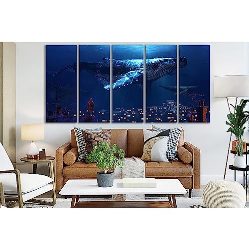 Cuadro de ballena decorativo ZELLART de 5 paneles para renovar el diseño de tu salón