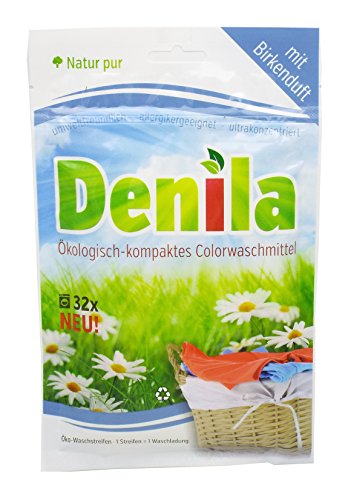 Preisvergleich Produktbild Denila Waschstreifen, Voll Waschmittel mit Birkenduft, umweltfreundlich, oekologisch, Bio, Allergiker geeignet, optimal auf Reise, 1 Waschstreifen = 1 Waschgang, 1 Packung nur 100 Gramm