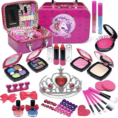 Amerrly Conjunto de maquilhagem infantil para meninas: seguro e não tóxico, para meninas pequenas, meninos e princesas.