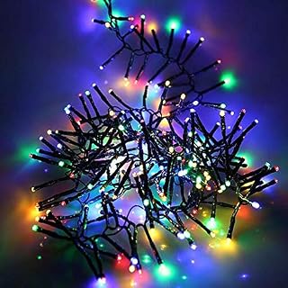 SHATCHI Christmas 480 LEDs Multifunction Controller with 8 Effects Green Cable Cluster Lights Indoor/Outdoor Low Voltage Holiday Home Decorations, Warm White