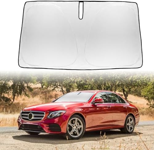 Sun Shade Windshield Sunshade for Mercedes Benz SLC E-Class E200 E260 E300 E350 Coupe Sun Visor for BMW 1 2 Series,Front Window Shield Cover Protector 240T Reflective Car Accessories