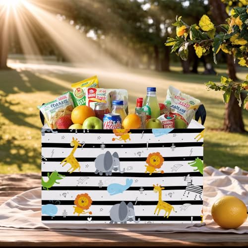 Image of Kid Cute Nursery Storage Basket Baby Toy Clothes Storage Bin Playroom Bedroom Decor Basket(Animal Jungle)