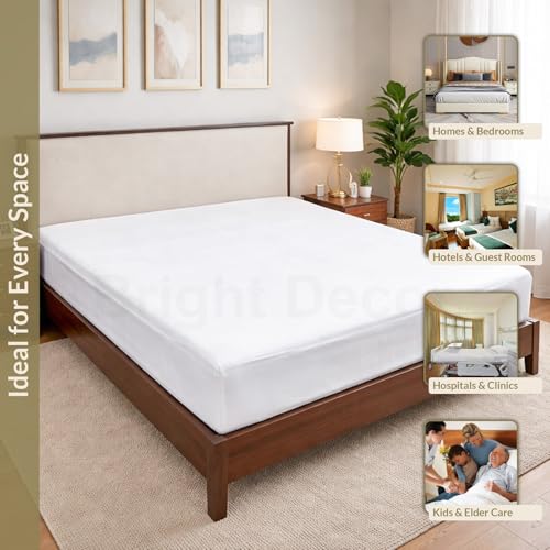Image of 100% Waterproof Mattress Protector Single Size Bed 30x72 Inch, Non Woven Fabric Fitted Mattress Cover with Elastic, Waterproof Bed Protector, Hypoallergenic, 10 Inch Deep Pocket - White