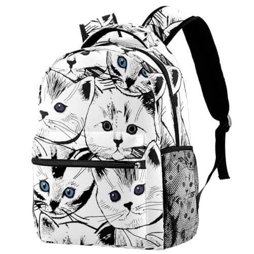 Sac à dos d'école chaton mignon multicolore de 29.4x20x40cm pour adolescents et enfants