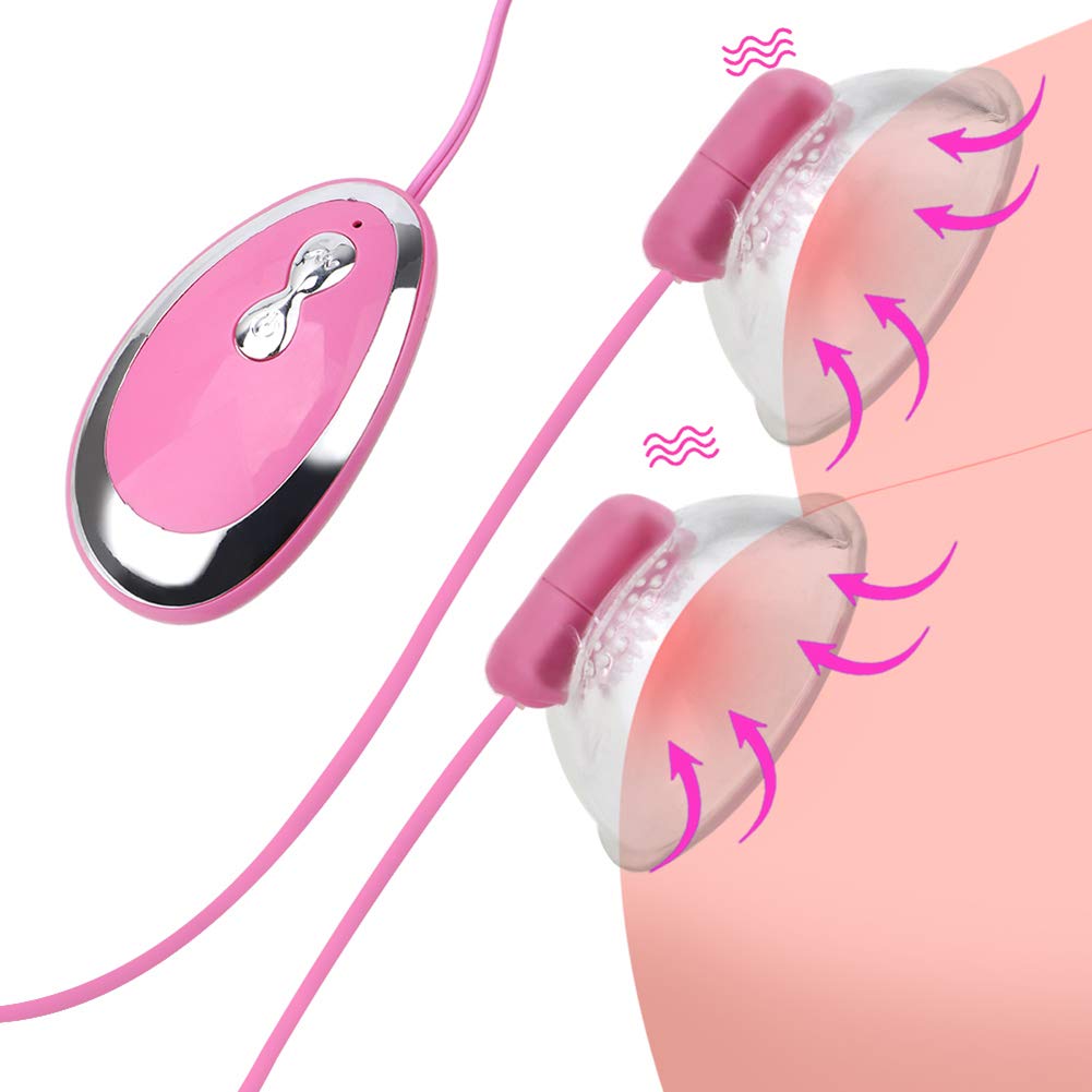 Vibromasseur 10 Modes Sucker de Mamelon Vibrantes,Sex Toys pour Femme Appareil de Massage Pompe Stimulateur De Poitrine Adulte pour Couple/Femme/Homme,Rose