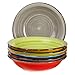 6-TLG. Tellerset Malaga | Bunte Suppenteller tief | 650 ml | Ø 21.5 cm | Salatteller rund | Servier-Schale | Steingut-Teller | handbemalt