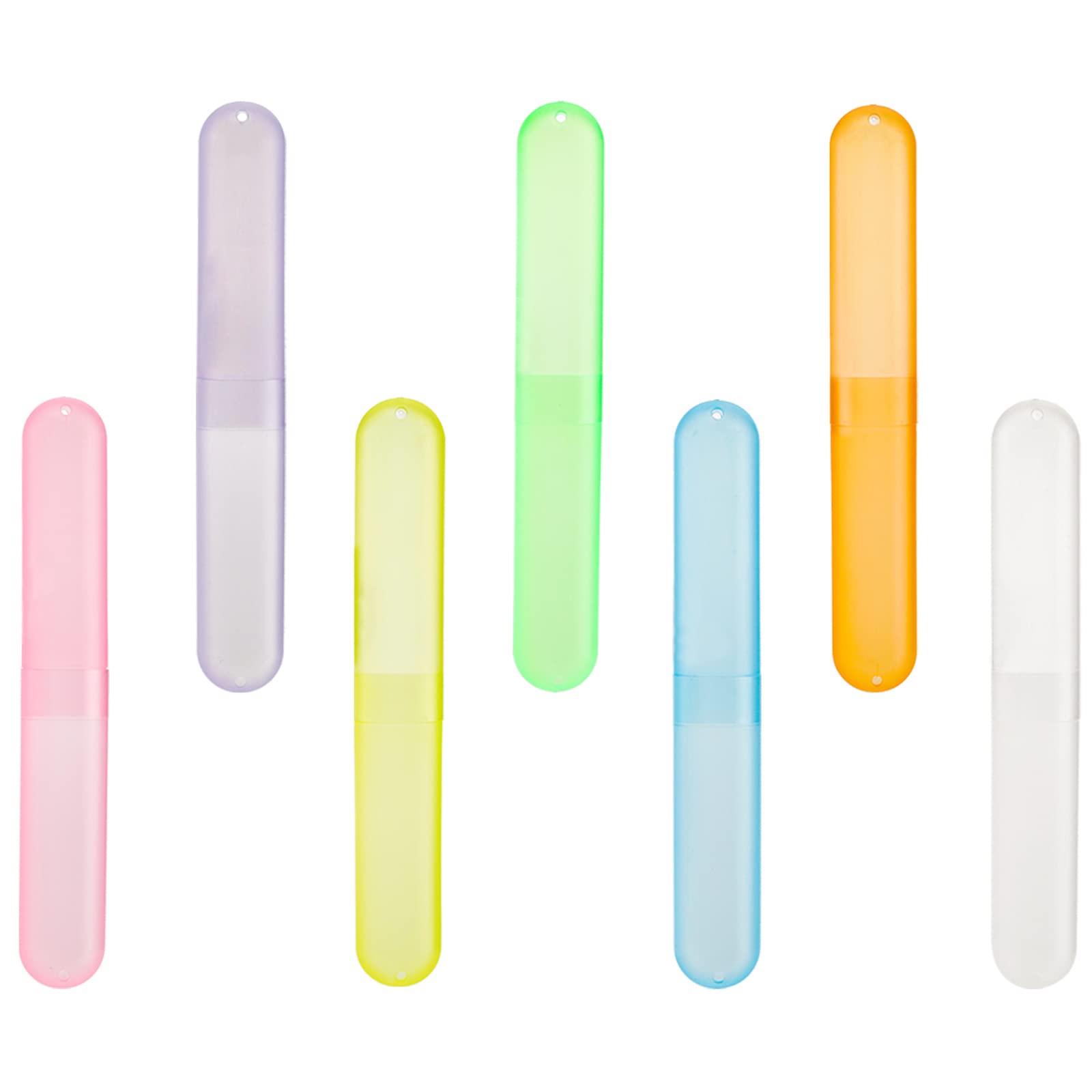 Hedume Estuche de cepillo de dientes de viaje de 35 piezas, 7 colores, portátil, de plástico, a prueba de polvo, transpirable, para viajes, camping, hogar, escuela, negocios