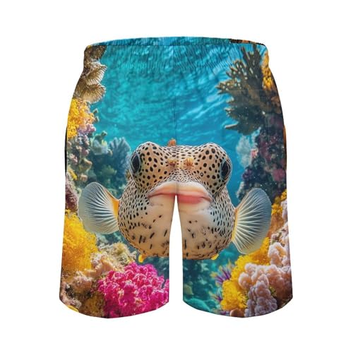 Puffer Fish Coral Fish Men's Swim Trunks Casual Bathing Suit Board Shorts Hawaiian Beach Swimwear Swim Shorts2